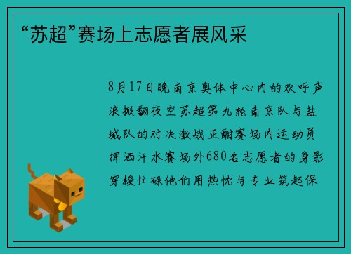 “苏超”赛场上志愿者展风采